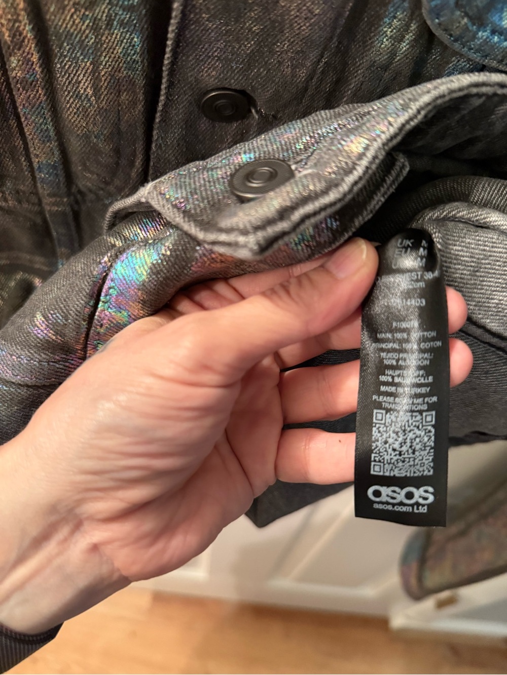 ASOS Holographic Metallic Oil Slick Trucker Jacket - Iridescent - Picture 6 of 10